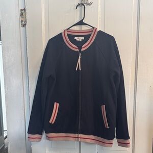 Boden Navy Sweatshirt with Red and Pink Trim